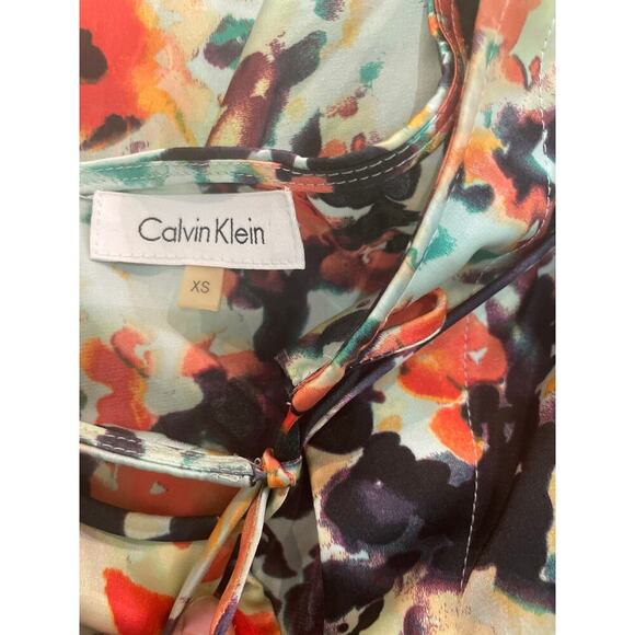 CALVIN KLEIN TUNIC BLOUSE  3/4 SLEEVE ECLECTIC SZ XS SOPHISTICATED CHIC - Picture 8 of 8